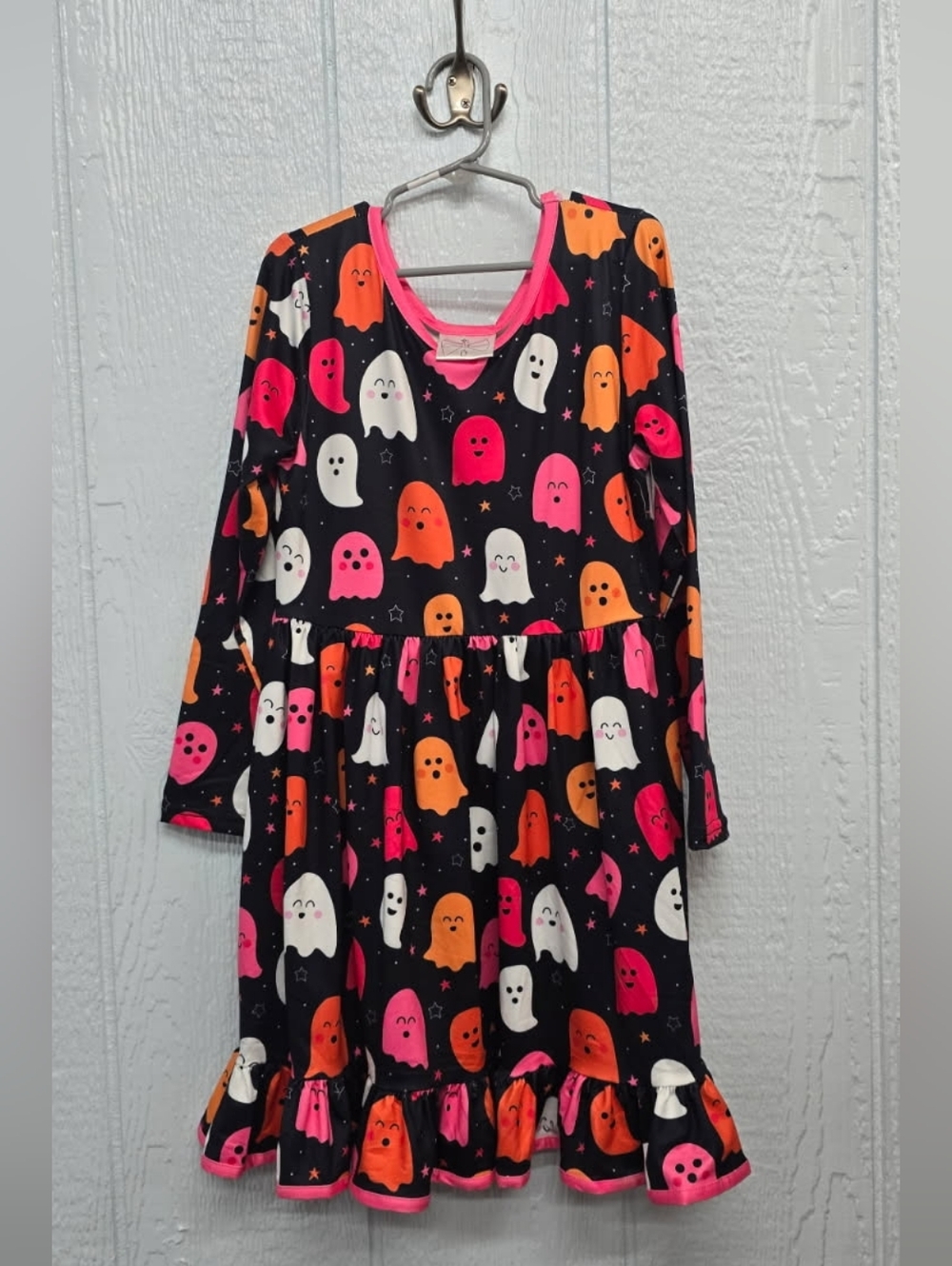 NWT Size 8 Girls Halloween Ghost Print Long Sleeve Dress